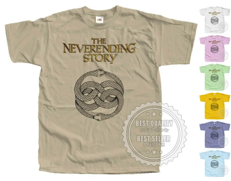 Футболка с надписью The Neverending Story V14 постер фильмом бежевый белый все размеры от S