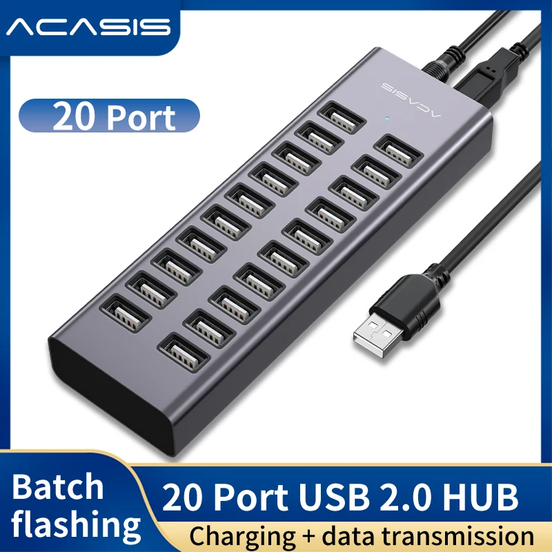 Acasis 20 Port Multi USB 2.0 Hub High Speed Data Transfer Fast Charger Splitter External 12V7.5a Power Adapter For Phone Tablet
Acasis 20 Port Multi USB 2.0 Hub High Speed Data Transfer Fast Charger Splitter External 12V7.5a Power Adapter For Phone Tablet