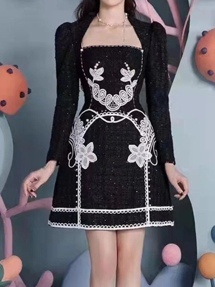 New Autumn Winter Vintage French Runway Style Small Fragrance Tweed Dress Women Long Sleeve Square Neck Embroidered Beaded Dress
New Autumn Winter Vintage French Runway Style Small Fragrance Tweed Dress Women Long Sleeve Square Neck Embroidered Beaded Dress