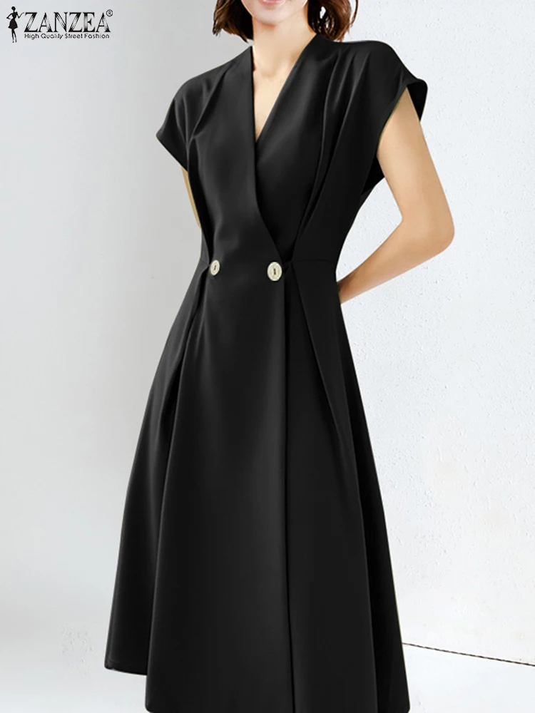 Stylish Work OL Dress Elegant Summer Short Sleeve Pleated Dresses For Women Causal Solid Color Sundress Oversized Vestidos Femme
Stylish Work OL Dress Elegant Summer Short Sleeve Pleated Dresses For Women Causal Solid Color Sundress Oversized Vestidos Femme