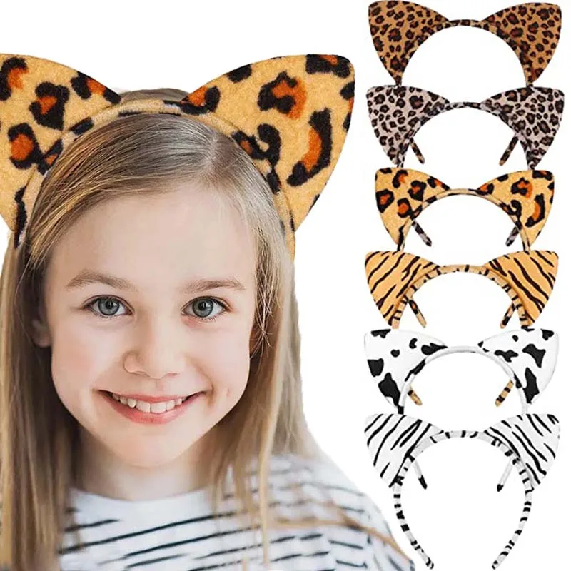 Ободок для волос короткий плюшевый с тигром, леопардом и кошачьими ушками 
Ободок для волос короткий плюшевый с тигром, леопардом и кошачьими ушками