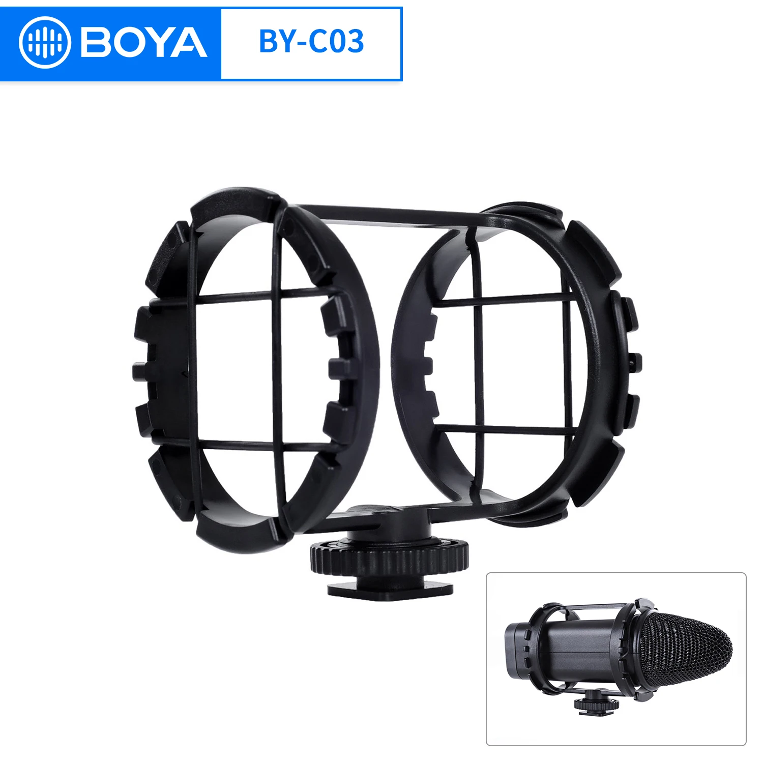 BOYA BY-C03 Camera Shoe Shock Mounts for Microphones in Diameter Black Bracket Shotgun Microphone Accessory Stand
BOYA BY-C03 Camera Shoe Shock Mounts for Microphones in Diameter Black Bracket Shotgun Microphone Accessory Stand