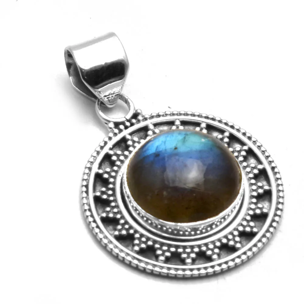 Genuine Labradorite Pendant 925 Sterling Silver, 32 mm, AP8954 
Genuine Labradorite Pendant 925 Sterling Silver, 32 mm, AP8954