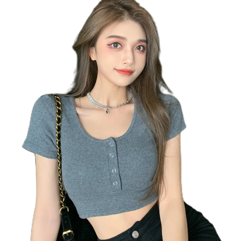 Кроп-топ CPDD женский с коротким рукавом, пикантная Однотонная футболка с круглым вырезом, ребристая трикотажная Облегающая рубашка, Топ
Кроп-топ CPDD женский с коротким рукавом, пикантная Однотонная футболка с круглым вырезом, ребристая трикотажная Облегающая рубашка, Топ