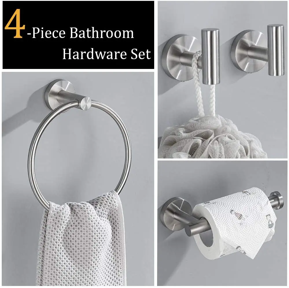 Matte Black Stainless Steel 4PC Include Hand Towel Ring Toilet Paper Holder and 2Robe Towel Hooks Bathroom Wall Mounted Fixtures
Matte Black Stainless Steel 4PC Include Hand Towel Ring Toilet Paper Holder and 2Robe Towel Hooks Bathroom Wall Mounted Fixtures