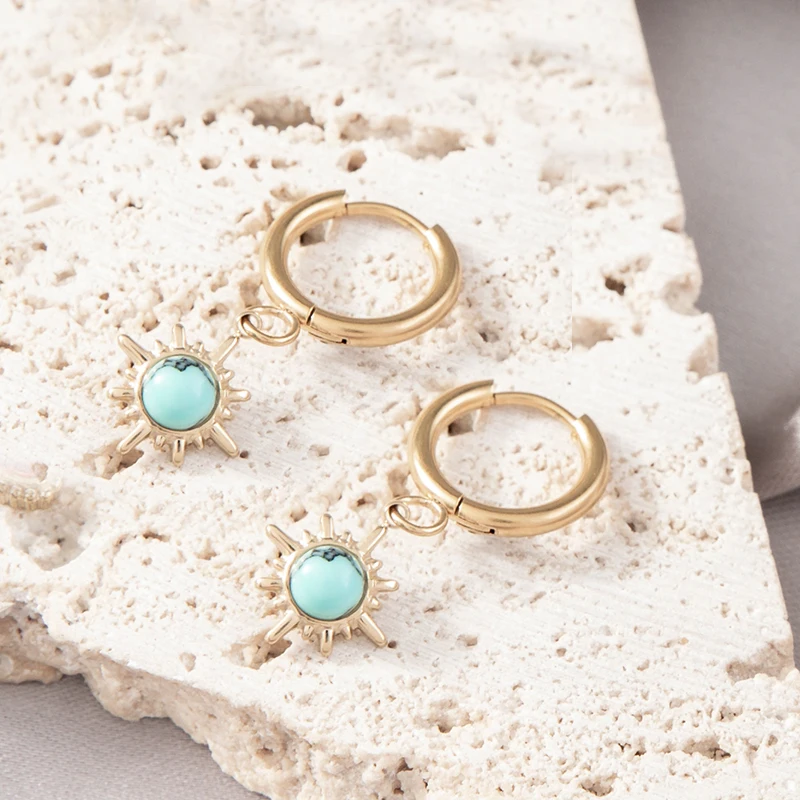 Sun Stainless Steel Stud Earrings Natural Stone Blue Zircon Boho Earrings Wholesale Dangle Earrings Luxury Jewelry
Sun Stainless Steel Stud Earrings Natural Stone Blue Zircon Boho Earrings Wholesale Dangle Earrings Luxury Jewelry