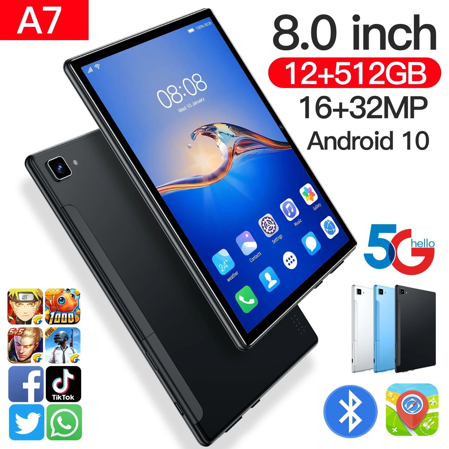 Pad A7 Google Play 8 Inch Tablet 8000mAh Global Version 5G 16MP 32MP MTK6797 12GB 512GB Dual Sim WIFI Keyboard Tablet PC Thin
Pad A7 Google Play 8 Inch Tablet 8000mAh Global Version 5G 16MP 32MP MTK6797 12GB 512GB Dual Sim WIFI Keyboard Tablet PC Thin