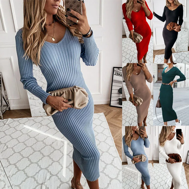 2023 One-Piece Women V-Neck Drawstring Knit Dress Korean Elegant Simple Long Sleeve Autumn Winter Woman Knitting Sweater Dresses
2023 One-Piece Women V-Neck Drawstring Knit Dress Korean Elegant Simple Long Sleeve Autumn Winter Woman Knitting Sweater Dresses