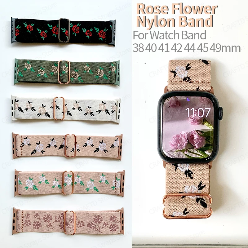 Flower Sport Nylon Straps for Apple Watch Bands 40mm 44mm 38mm 45 42 41 Elastic Bracelet Strap for IWatch Seris 7 8 6 5 4 3 2 SE
Flower Sport Nylon Straps for Apple Watch Bands 40mm 44mm 38mm 45 42 41 Elastic Bracelet Strap for IWatch Seris 7 8 6 5 4 3 2 SE
