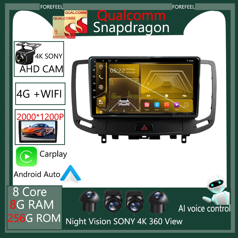 Qualcomm Head unit Android 12 For Infiniti G4 G25 G35 G37 2006-2013 Multimedia Player stereo Carplay QLED Screen Navigazion BT
Qualcomm Head unit Android 12 For Infiniti G4 G25 G35 G37 2006-2013 Multimedia Player stereo Carplay QLED Screen Navigazion BT