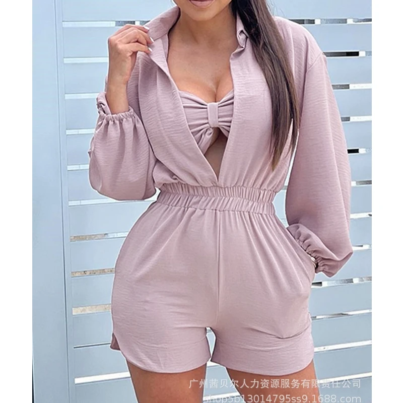 Women's Playsuits Autumn Solid Color High Waist Pocket Playsuits Women Casual Long Sleeve V-neck Slim Pocket Straight Playsuits
Women's Playsuits Autumn Solid Color High Waist Pocket Playsuits Women Casual Long Sleeve V-neck Slim Pocket Straight Playsuits