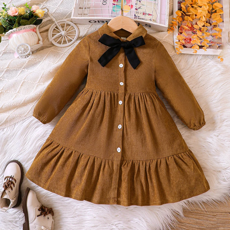 Girls' Dress New Girls' Autumn/winter Shirt Collar Corduroy Bow Long Sleeve Dress Ropa De Niña Vestidos Girls Clothes
Girls' Dress New Girls' Autumn/winter Shirt Collar Corduroy Bow Long Sleeve Dress Ropa De Niña Vestidos Girls Clothes