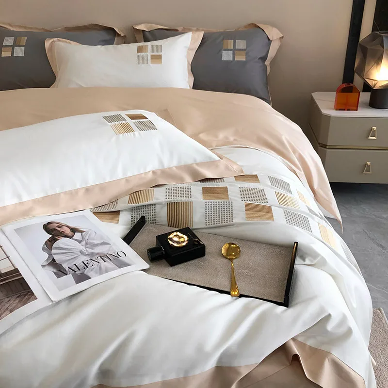 Simple Embroidery Cotton Quilt Cover Bedding, Light Luxury Style, 140-Count Long-Staple Cotton, Four-Piece Set
Simple Embroidery Cotton Quilt Cover Bedding, Light Luxury Style, 140-Count Long-Staple Cotton, Four-Piece Set