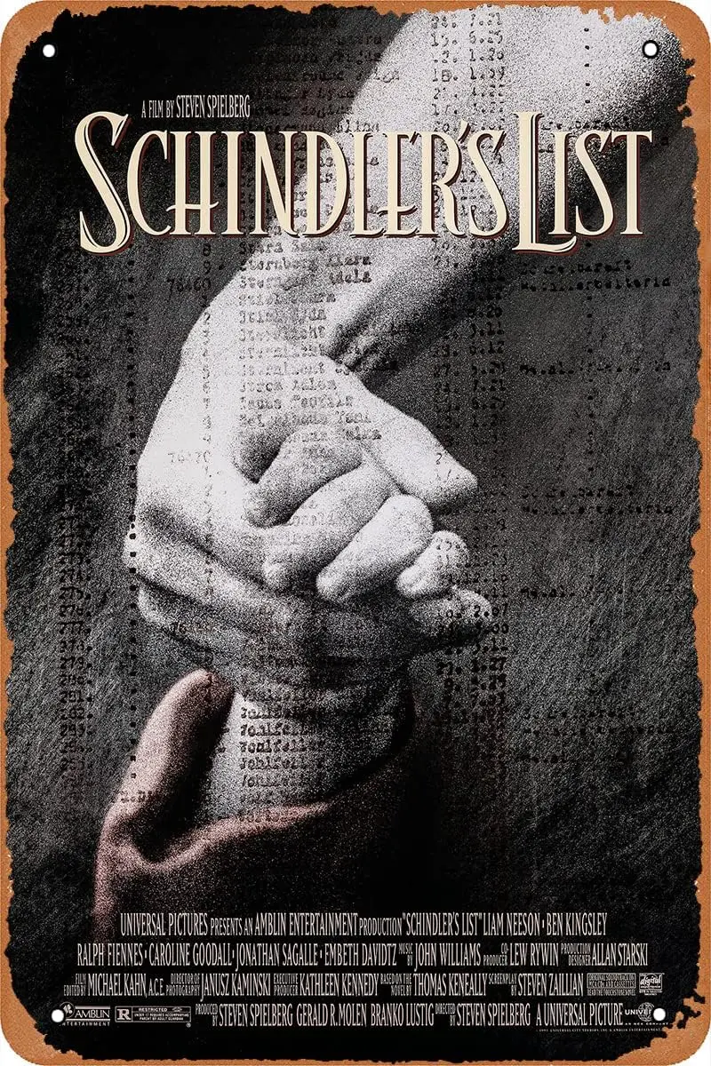 Плакат со списком Clilsiatm Schindler жестяная вывеска из фильма винтажная металлическая