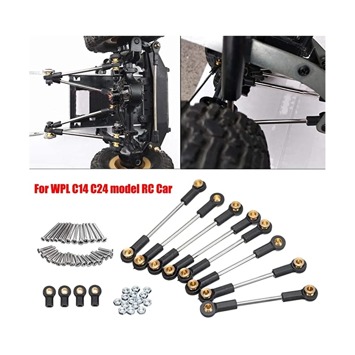 Metal Chassis Suspension Link Tie Rod Set for WPL C14 C24 C24-1 1/16 RC Car Upgrade Parts Accessories
Metal Chassis Suspension Link Tie Rod Set for WPL C14 C24 C24-1 1/16 RC Car Upgrade Parts Accessories