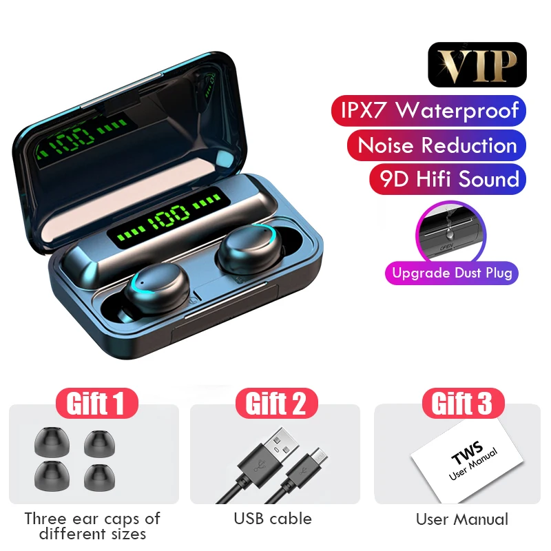 f9 TWS Wireless Blutooth 5.0 Earphone Noise Cancelling Headset 3D Stereo Sound Music In-ear Earbuds For Android IOS Cell Phone
f9 TWS Wireless Blutooth 5.0 Earphone Noise Cancelling Headset 3D Stereo Sound Music In-ear Earbuds For Android IOS Cell Phone