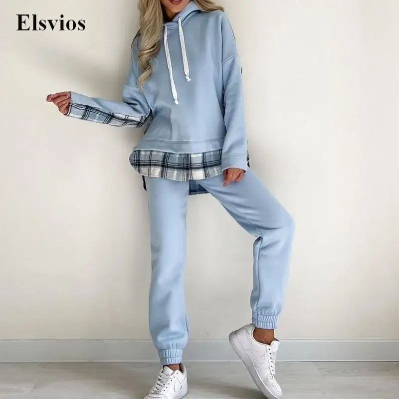 Fashion Patchwork Plaid Hoodie Tracksuit Casual Long Sleeve Hooded Pullover And Sweatpants Suit Outfits Women Sweatshirt 2pc Set
Fashion Patchwork Plaid Hoodie Tracksuit Casual Long Sleeve Hooded Pullover And Sweatpants Suit Outfits Women Sweatshirt 2pc Set