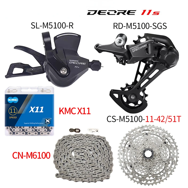 DEORE M5100 Kit Mountain Bike Kit 1x11-Speed 11-42T 11-51T M5100 Rear Derailleur Shifter CN-m6100/KMC- X11 116L
DEORE M5100 Kit Mountain Bike Kit 1x11-Speed 11-42T 11-51T M5100 Rear Derailleur Shifter CN-m6100/KMC- X11 116L