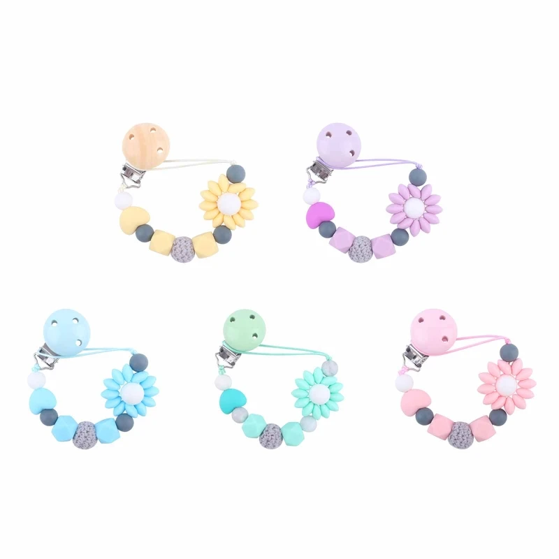67JC Infant Baby Silicone Pacifier Clip with Sweet Sun Flower Beads Chain Toddler Candy Colored Teething Soothie Teether Toy
67JC Infant Baby Silicone Pacifier Clip with Sweet Sun Flower Beads Chain Toddler Candy Colored Teething Soothie Teether Toy