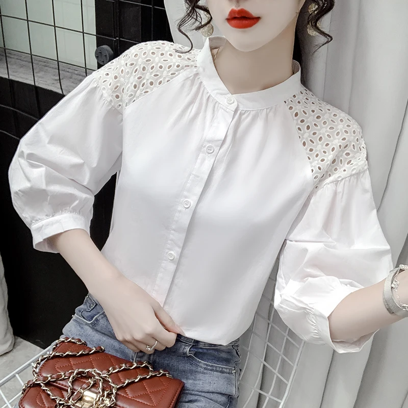 Chiffon Women's Shirt Summer 2023 New Solid Blouses Lace Hollow Out Loose Long Sleeve Top O-neck Ladies Clothing YCMYUNYAN
Chiffon Women's Shirt Summer 2023 New Solid Blouses Lace Hollow Out Loose Long Sleeve Top O-neck Ladies Clothing YCMYUNYAN
