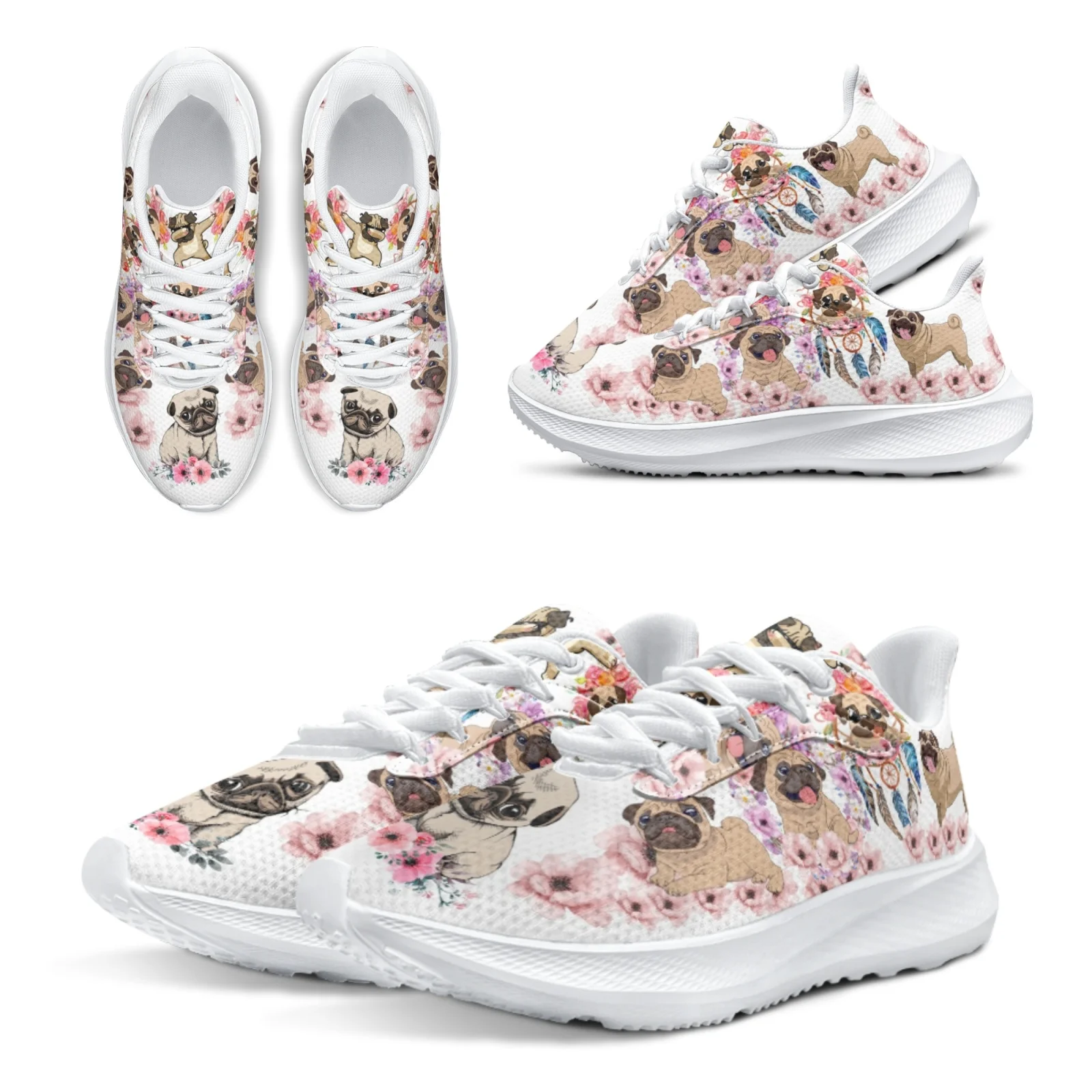 INSTANTARTS Brand Running Shoes Cartoon Pug Dog Hibiscus Flower Designer Sneakers Women's White Lace-up Lightweight Shoes Gift
INSTANTARTS Brand Running Shoes Cartoon Pug Dog Hibiscus Flower Designer Sneakers Women's White Lace-up Lightweight Shoes Gift
