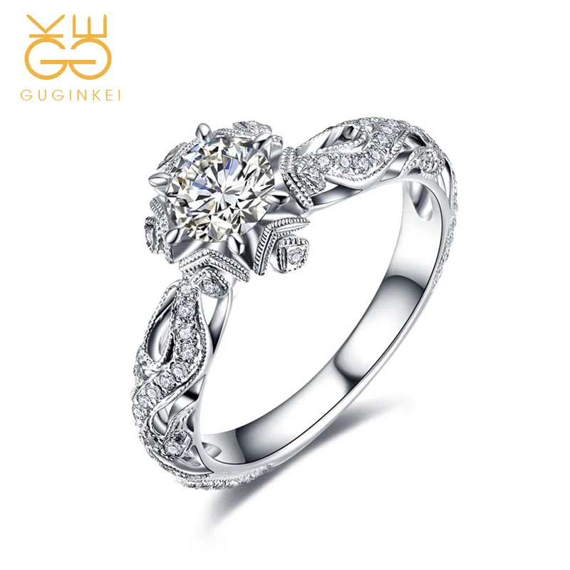 GUGINKEI 1 Carat Luxury Snowflake Hollow out Zircon Rings for Women Wedding Engagement Jewelry 925 Sterling Silver Ring Gift 
GUGINKEI 1 Carat Luxury Snowflake Hollow out Zircon Rings for Women Wedding Engagement Jewelry 925 Sterling Silver Ring Gift