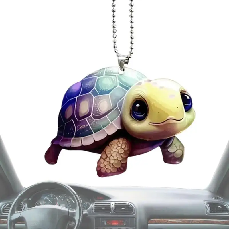 

Автомобильный орнамент, подвесной разноцветный орнамент в виде черепахи на автомобильное зеркало, Креативные аксессуары для интерьера автомобиля, 2D Акриловый подвесной автомобильный Шарм