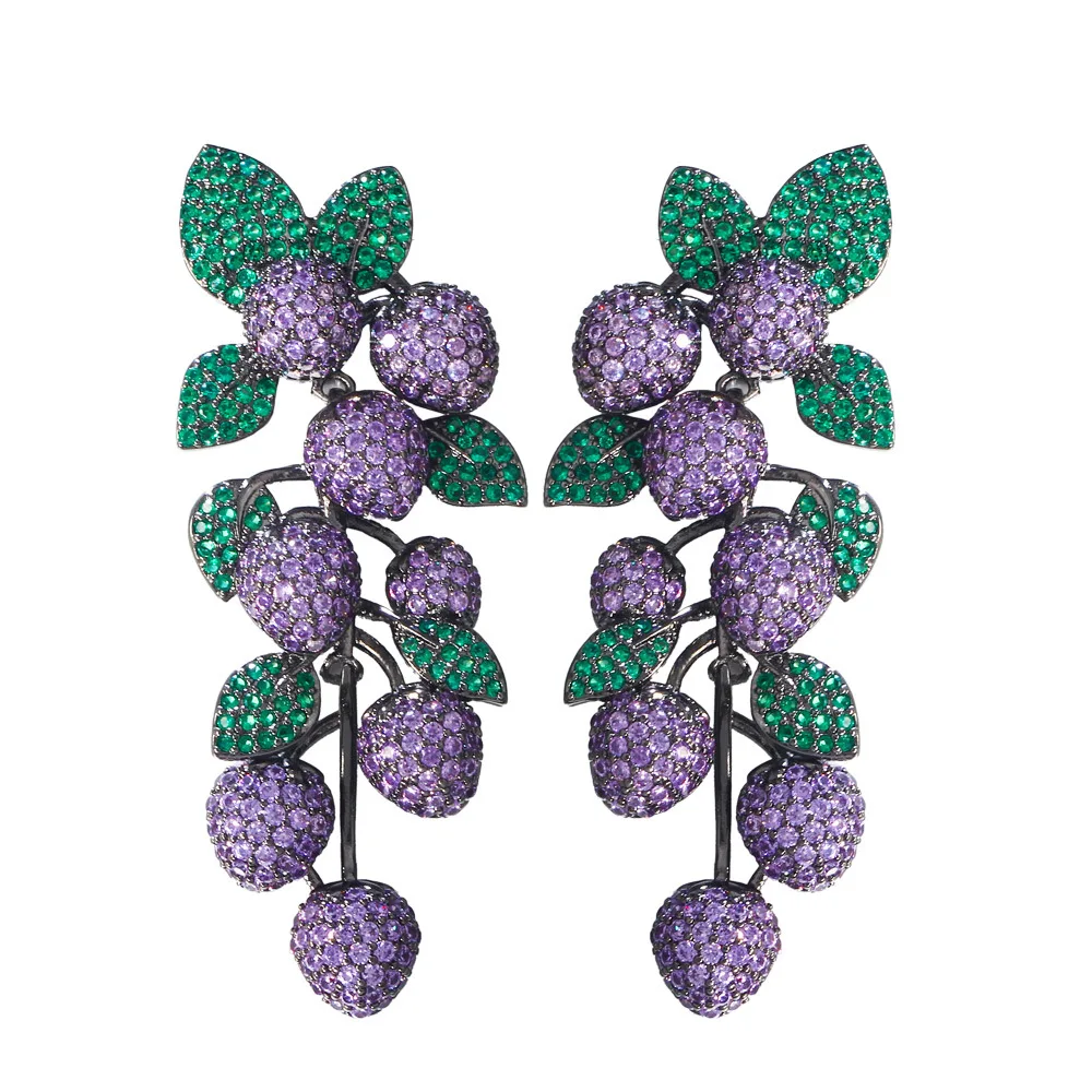 Beautiful Cubic Zircon Grape Earrings for Wedding, Crystals Flower Dangle Earring for Prom, Women Girl Gift SZE0544
Beautiful Cubic Zircon Grape Earrings for Wedding, Crystals Flower Dangle Earring for Prom, Women Girl Gift SZE0544