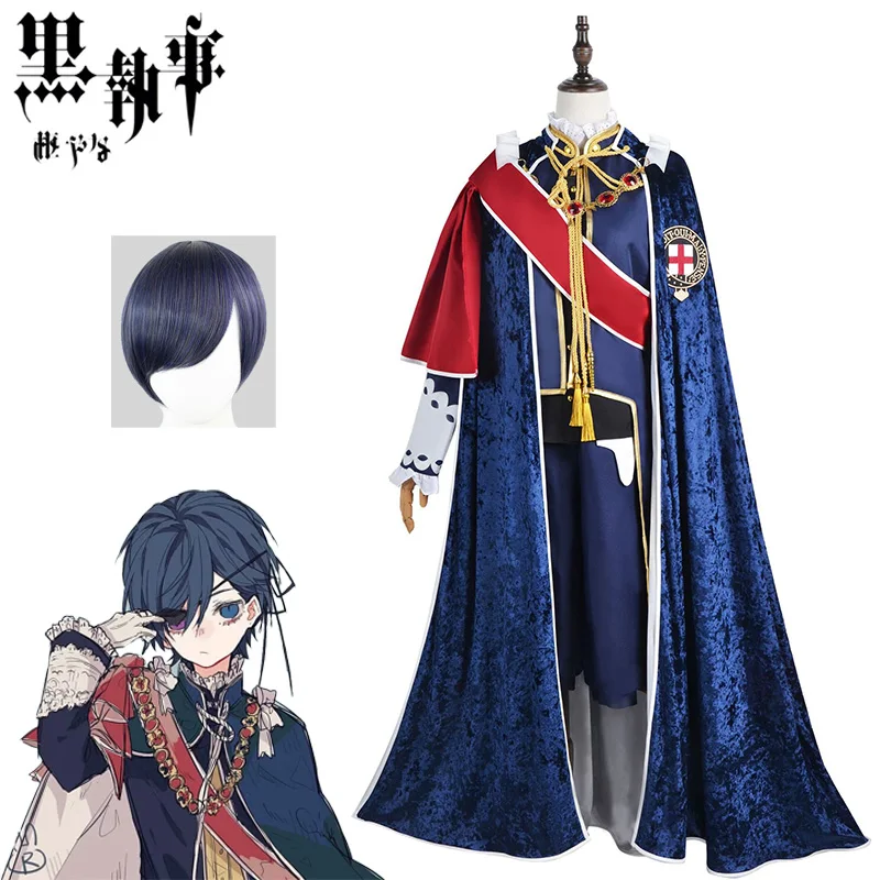 Black Butler Ciel Phantomhive Smile Cosplay Costume Wig Cloak Japanese Anime Role Play Naval Uniform Halloween Carnival Party
Black Butler Ciel Phantomhive Smile Cosplay Costume Wig Cloak Japanese Anime Role Play Naval Uniform Halloween Carnival Party