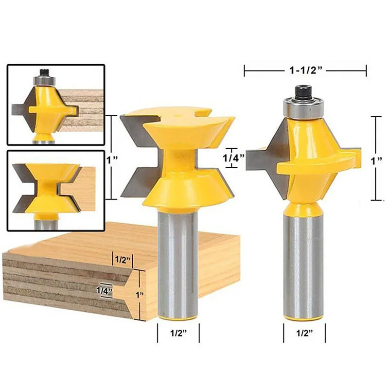 2PC/Set 1/2" 12.7MM Shank Milling Cutter Wood Carving Router Bit Set 120 Degree Woodworking Groove Chisel Cutter Tool T-Slot Bit
2PC/Set 1/2" 12.7MM Shank Milling Cutter Wood Carving Router Bit Set 120 Degree Woodworking Groove Chisel Cutter Tool T-Slot Bit