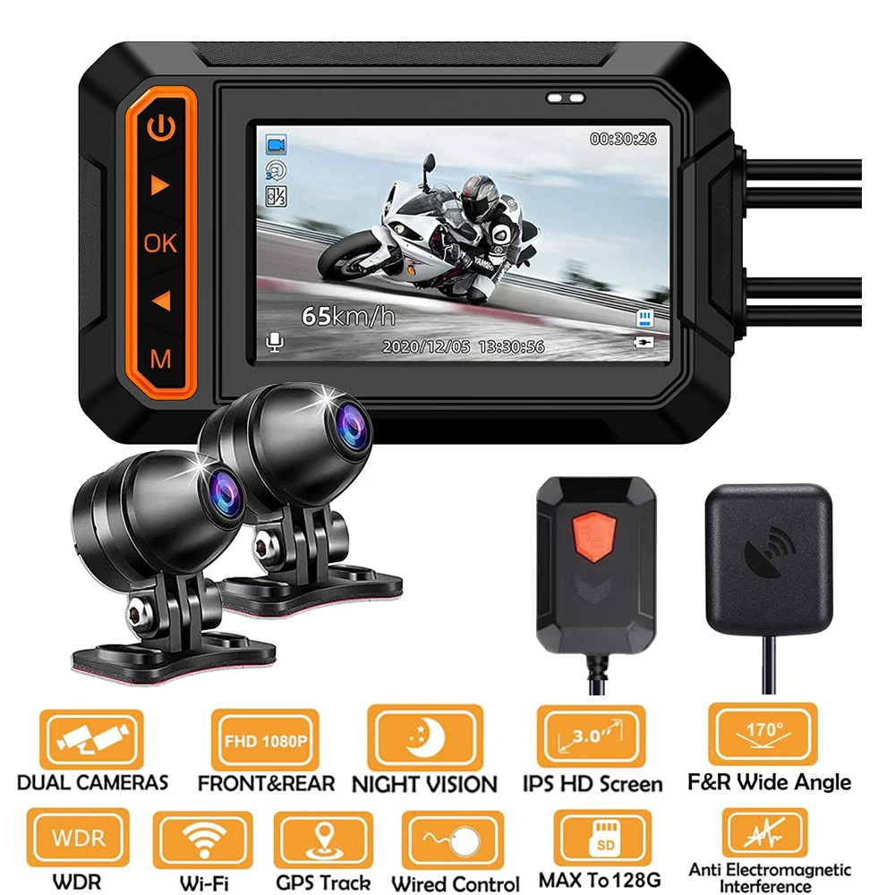 Водонепроницаемая мотоциклетная камера с WiFi и GPS 1080P HD, передний и задний вид, 3-дюймовый видеорегистратор, видеорегистратор, регистратор, ре...
Водонепроницаемая мотоциклетная камера с WiFi и GPS 1080P HD, передний и задний вид, 3-дюймовый видеорегистратор, видеорегистратор, регистратор, ре...