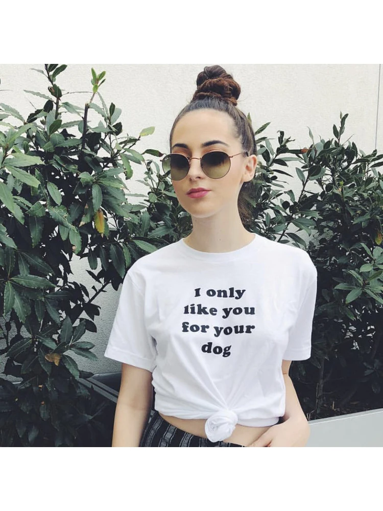 

Я люблю вас только для вашей собаки, футболки, Tumblr, Модная белая футболка с графическим рисунком, летние хипстерские футболки в уличном стил...