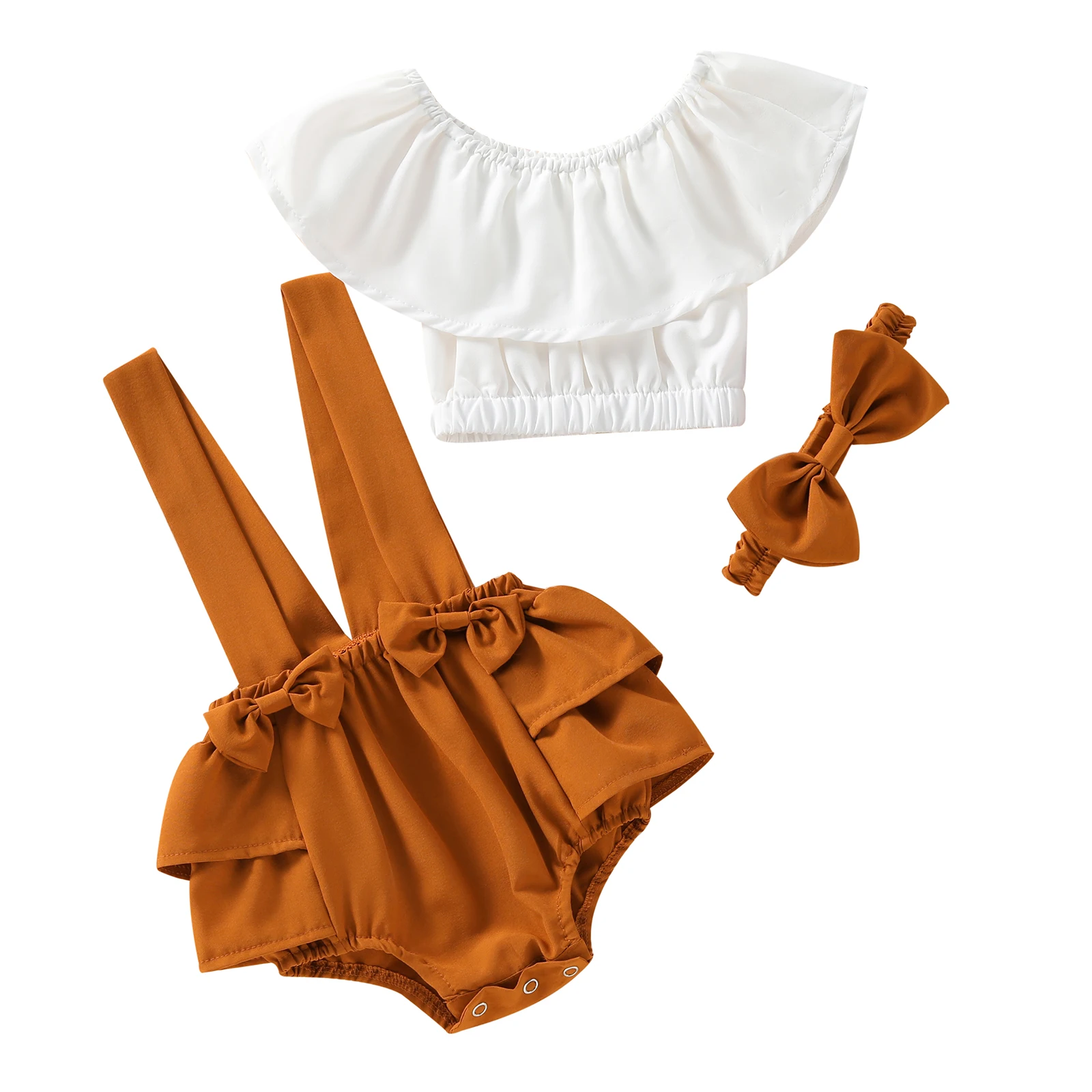 Newborn Baby Girl Short Pants Outfits, Sleeveless Elastic Neck White Tops + Suspenders Shorts + Bow-Knot Headband Set
Newborn Baby Girl Short Pants Outfits, Sleeveless Elastic Neck White Tops + Suspenders Shorts + Bow-Knot Headband Set