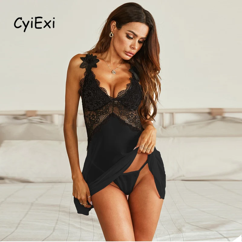 CyiExi Sexy Lace Bralette Babydoll Nightdress for Women Sleeveless Dress + Thong Two Piece Lingerie Sets Female Sleepwear S-XXL
CyiExi Sexy Lace Bralette Babydoll Nightdress for Women Sleeveless Dress + Thong Two Piece Lingerie Sets Female Sleepwear S-XXL