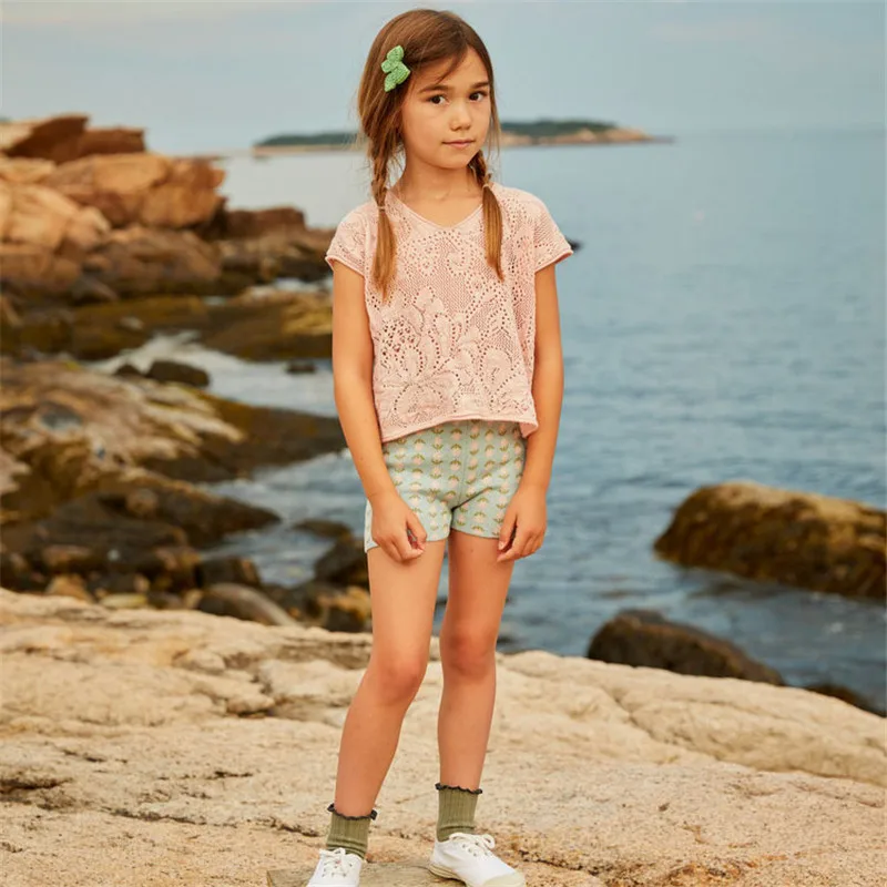 EnkeliBB Летняя вязаная футболка для маленьких девочек брендовая одежда Misha детей на
