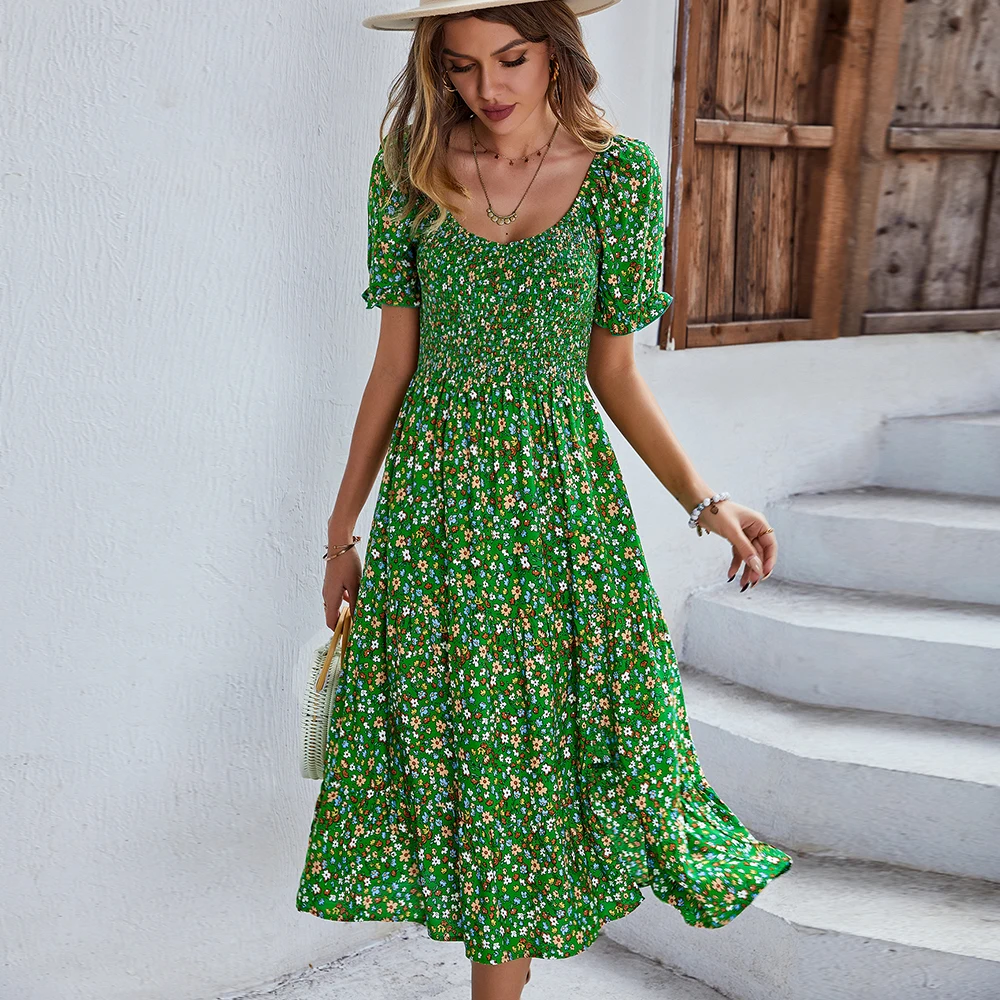 Chifirena 2022 Summer Dress Women Beach Vacation Bohemian Midi Vestidos Split O Neck Sweet Sundress Elegant Party Green Dresses 
Chifirena 2022 Summer Dress Women Beach Vacation Bohemian Midi Vestidos Split O Neck Sweet Sundress Elegant Party Green Dresses