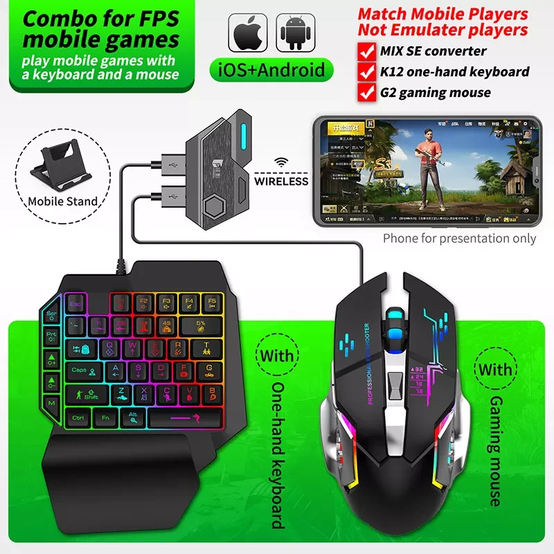 Mobile Phone Game Converter Keyboard Mouse Set Single Converter Bluetooth-compatible 5.0 PUBG Gamepad Adapters For Android IOS
Mobile Phone Game Converter Keyboard Mouse Set Single Converter Bluetooth-compatible 5.0 PUBG Gamepad Adapters For Android IOS
