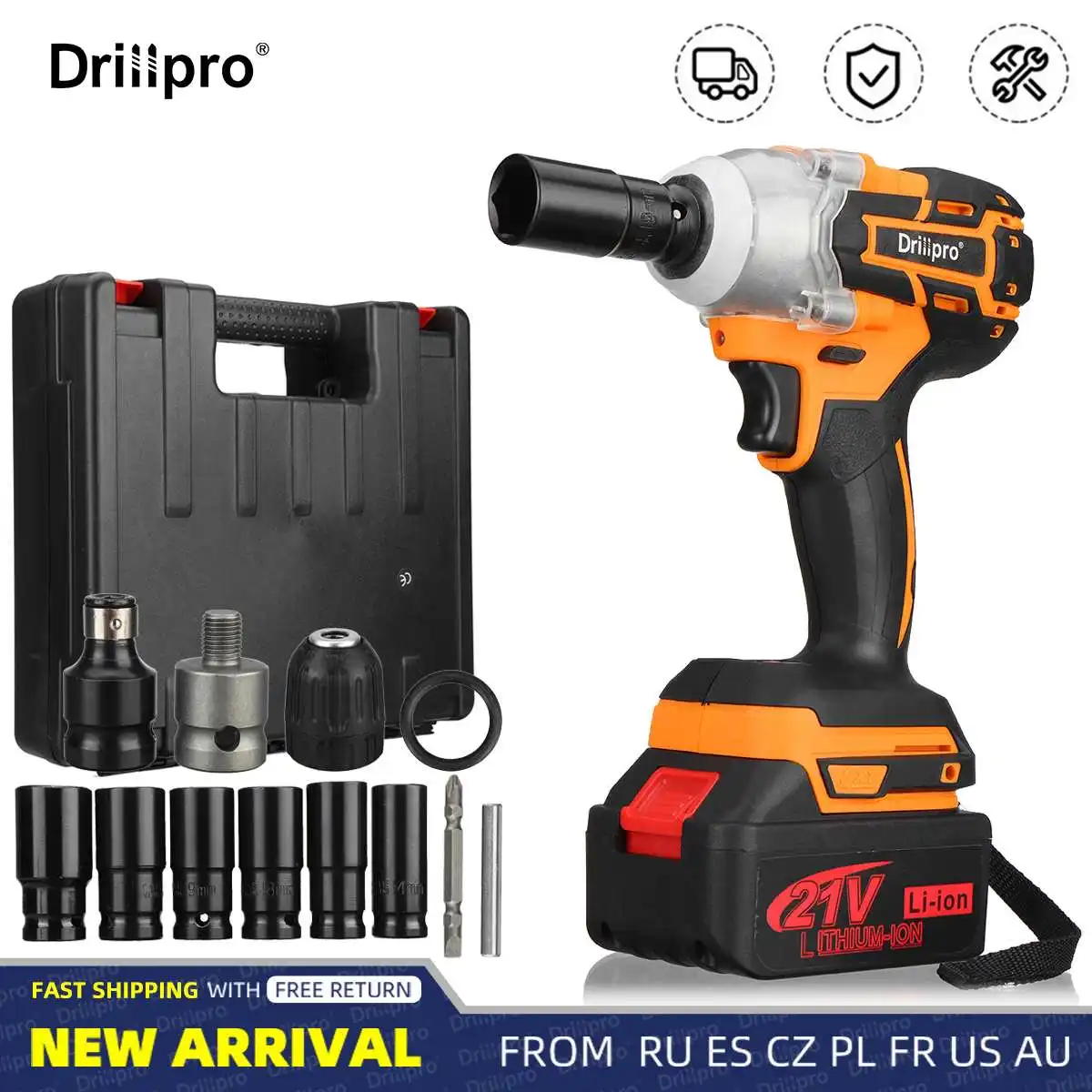 Drillpro 520N.M Brushless Cordless Electric Impact Wrench 3-Speed 1/2" Wrench 1X Li-Ion Power Tools Compatible Makita Battery
Drillpro 520N.M Brushless Cordless Electric Impact Wrench 3-Speed 1/2" Wrench 1X Li-Ion Power Tools Compatible Makita Battery