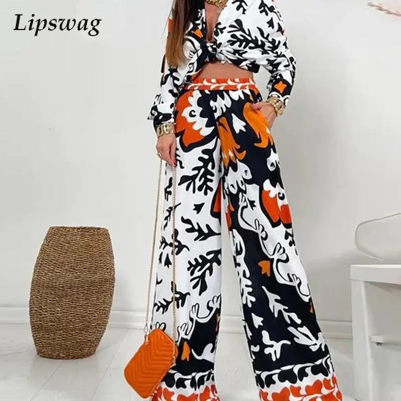 Elegant Pattern Print Lapel Shirts + Trousers Two Piece Set Women Sexy Hollow Out Outfits Ladies Casual Long Sleeve Shirt Suits
Elegant Pattern Print Lapel Shirts + Trousers Two Piece Set Women Sexy Hollow Out Outfits Ladies Casual Long Sleeve Shirt Suits