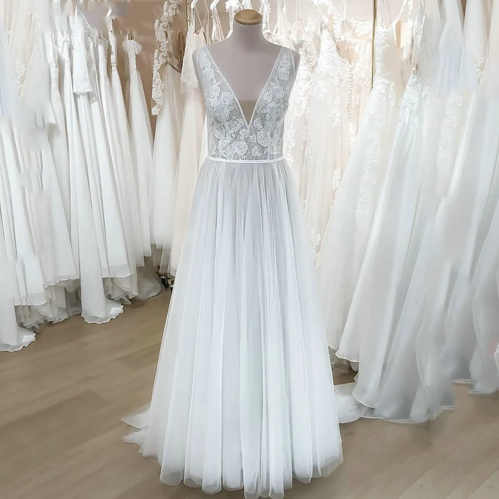 Pastrol Wedding Dresses For Women Lace Applique Sleeveless Wedding Gowns Tulle A-Line Vestidos De Novias Sencllos y Elegantes
Pastrol Wedding Dresses For Women Lace Applique Sleeveless Wedding Gowns Tulle A-Line Vestidos De Novias Sencllos y Elegantes