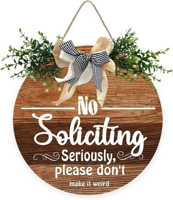 Funny No Soliciting Sign for House, Door Hanger with Buffalo Plaid Bow for All Seasons Home Front Porch Door Decoration 12in
Funny No Soliciting Sign for House, Door Hanger with Buffalo Plaid Bow for All Seasons Home Front Porch Door Decoration 12in