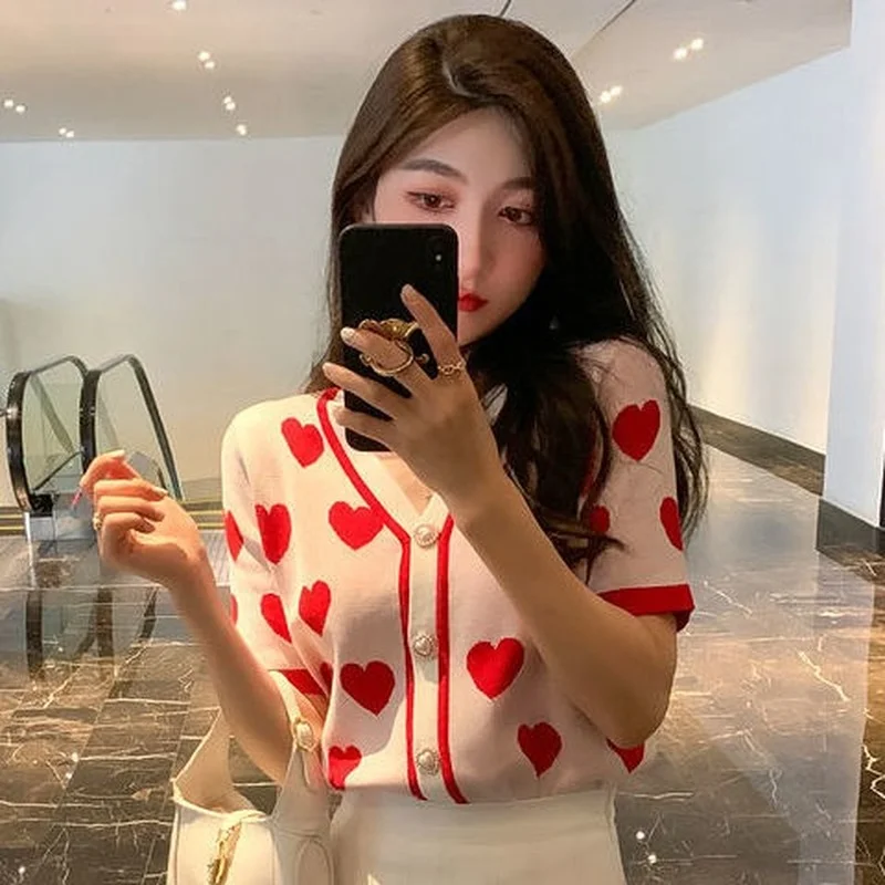 Shirts Women V-neck Knitwear Crop Top Short Sleeve Summer Clothing Korean Style Fashion Open Front All-match Leisure Daily X274
Shirts Women V-neck Knitwear Crop Top Short Sleeve Summer Clothing Korean Style Fashion Open Front All-match Leisure Daily X274