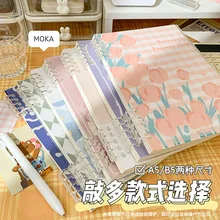 B5 Tulip Loose-leaf Book Ins Style Notebook Cute A5 Hand Ledger Cores Reusable Notepad Horizontal Line Notebook