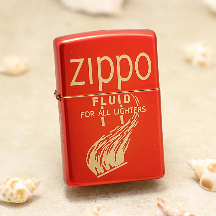 

Genuine Zippo Red matt paint flame oil lighter copper windproof cigarette Kerosene lighters Gift with anti-counterfeiting code