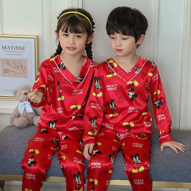 Disney Kids Clothes Toddler Boys Girls Ice Silk Satin Tops Pants Set Home Wear Kids Pajamas 2pcs
Disney Kids Clothes Toddler Boys Girls Ice Silk Satin Tops Pants Set Home Wear Kids Pajamas 2pcs