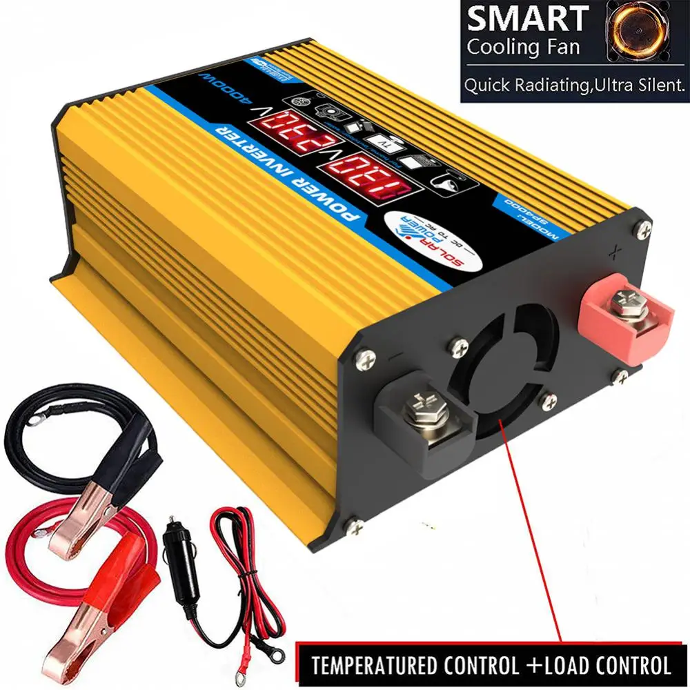 4000W Peak Solar Car Power Inverter DC 12V To AC 220V Converter 2.4A 2-Port USB Car Adapter LCD Display AC Outlets Converter
4000W Peak Solar Car Power Inverter DC 12V To AC 220V Converter 2.4A 2-Port USB Car Adapter LCD Display AC Outlets Converter