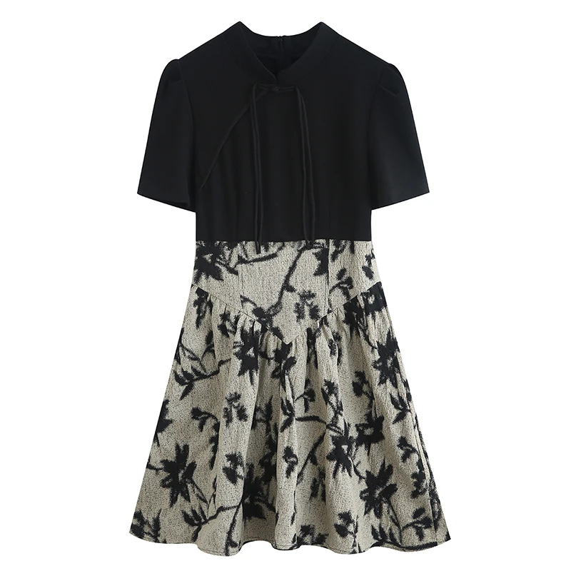 Fashion Casual Summer 2023 New Women's Chinese Literary Senior Sense of Splicing Retro Elegant Waist Short-sleeved Dress
Fashion Casual Summer 2023 New Women's Chinese Literary Senior Sense of Splicing Retro Elegant Waist Short-sleeved Dress