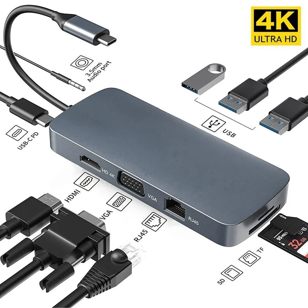 Multiport Adapter SD TF RJ45 Dock Station PD Charge USB C HUB Type-C Splitter 4K HDMI For Macbook Air M1 iPad Pro Genuine Sale
Multiport Adapter SD TF RJ45 Dock Station PD Charge USB C HUB Type-C Splitter 4K HDMI For Macbook Air M1 iPad Pro Genuine Sale