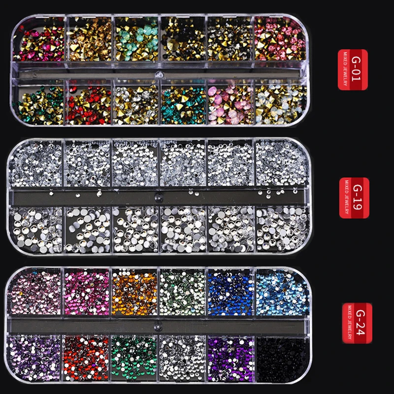 12 Grid Nails art accesorios AB Clear Rhinestones 3D glitter gems Pearl DIY manicure decoration nail supplies for professionals
12 Grid Nails art accesorios AB Clear Rhinestones 3D glitter gems Pearl DIY manicure decoration nail supplies for professionals