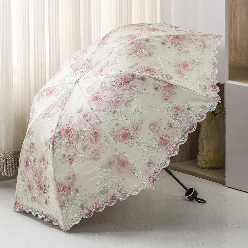 Portable Women Lace Umbrella Double Layer Wedding Decor Fashion Princess Paraguas 3 Folding Windproof Sun UV Protection Parasol
Portable Women Lace Umbrella Double Layer Wedding Decor Fashion Princess Paraguas 3 Folding Windproof Sun UV Protection Parasol
